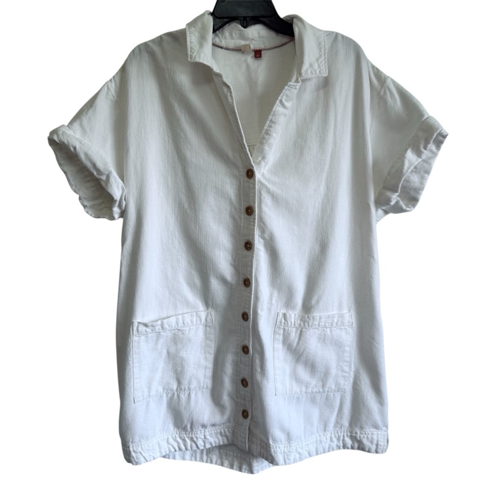 Pilcro White Button-Front Short Sleeve Shirt